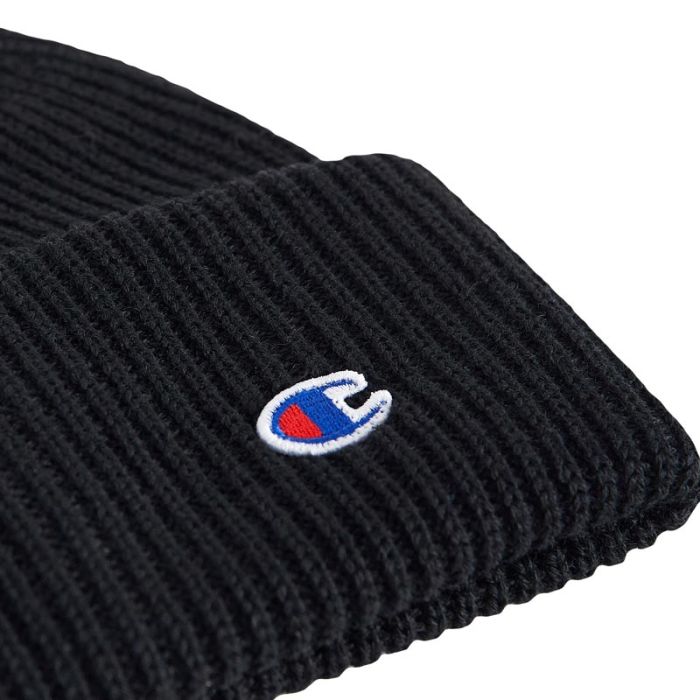 Champion Wool Blend C Beanie Hat, Black.