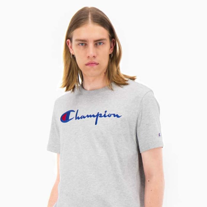 Champion T-Shirt Big Script Logo, Grey Melange.