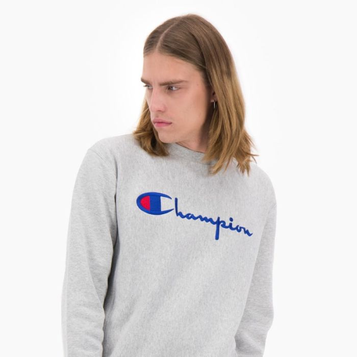 Champion Big Script Sweatshirt, Grey Melange
