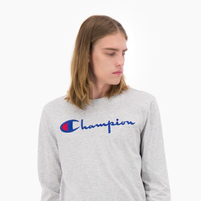 Champion Big Script Sweatshirt, Grey Melange