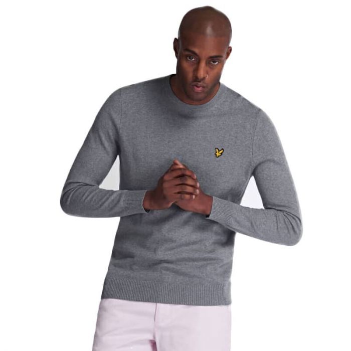 Lyle & Scott Stickad Tröja, Grey melange.