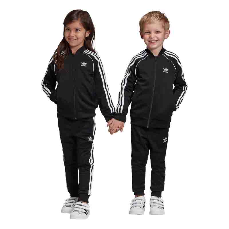 Kids black adidas store tracksuit