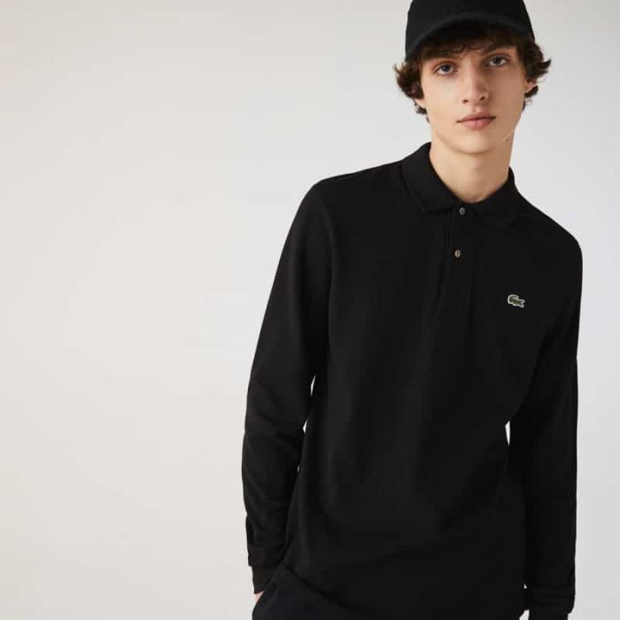 Lacoste Black Long-Sleeve Polo Shirt, Classic Fit.