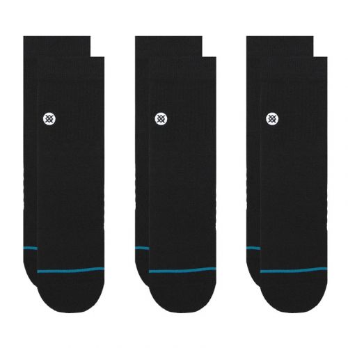 Stance Socks 3pack Icon Quarter, Black.